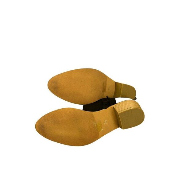 Women's 9 M Black Faux Suede Ankle Booties Soft Cushion Wedge Pull On Shoes - Picture 7 of 8